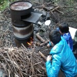 ドラム缶オーブンの余熱も完了